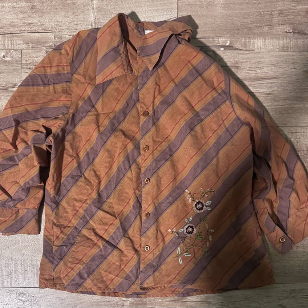 St. John's Bay Striped Shirt in Rust Orange and Mauve